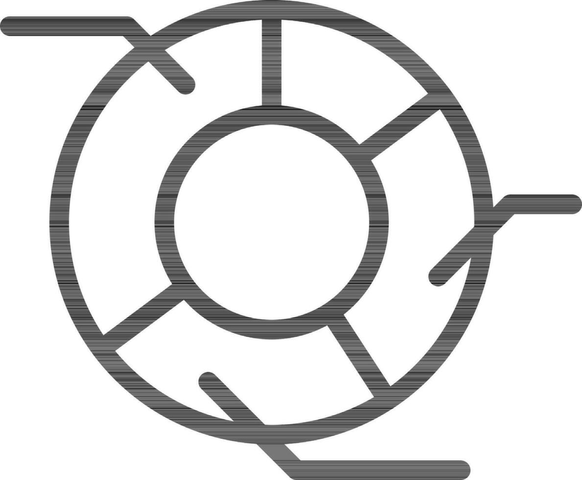 Black line art illustration of Pie chart icon. vector