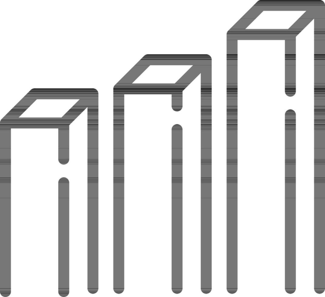 Flat style Bar graph building icon in line art. vector