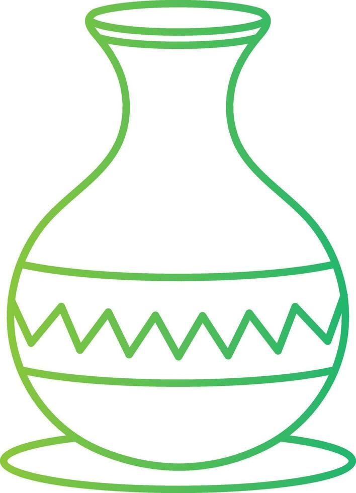 Green line art mud pot icon in flat style. vector