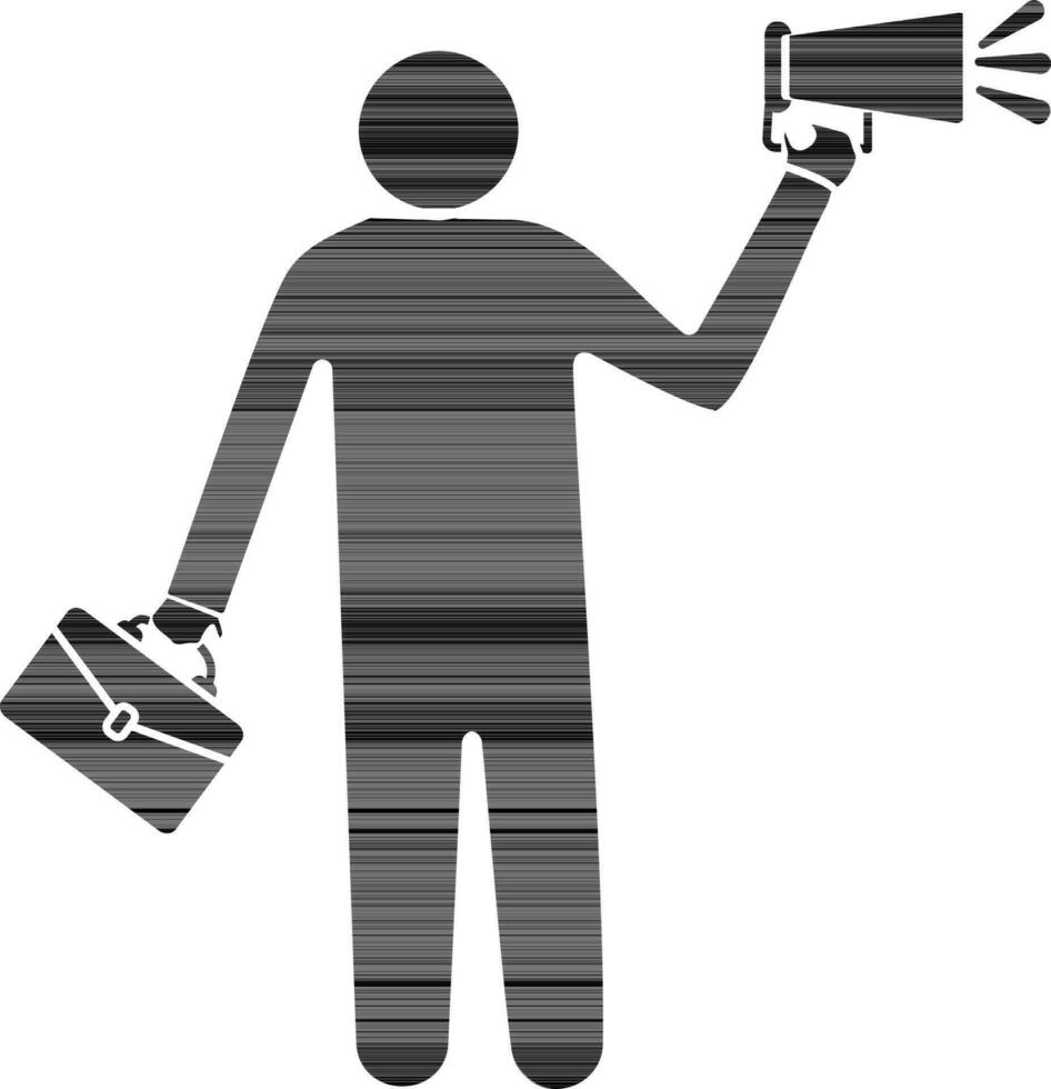 Employee icon with briefcase and megaphone for job concept. vector
