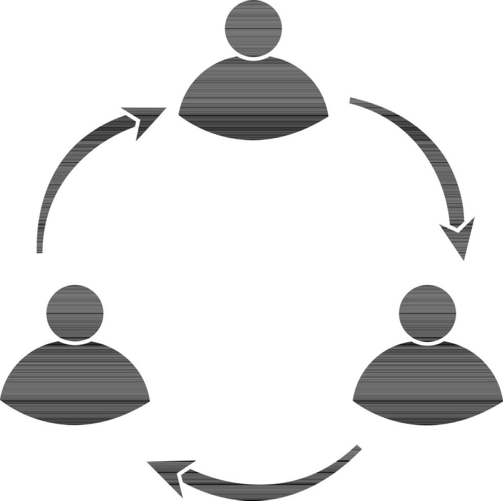 Circular style of people connected in silhouette. vector