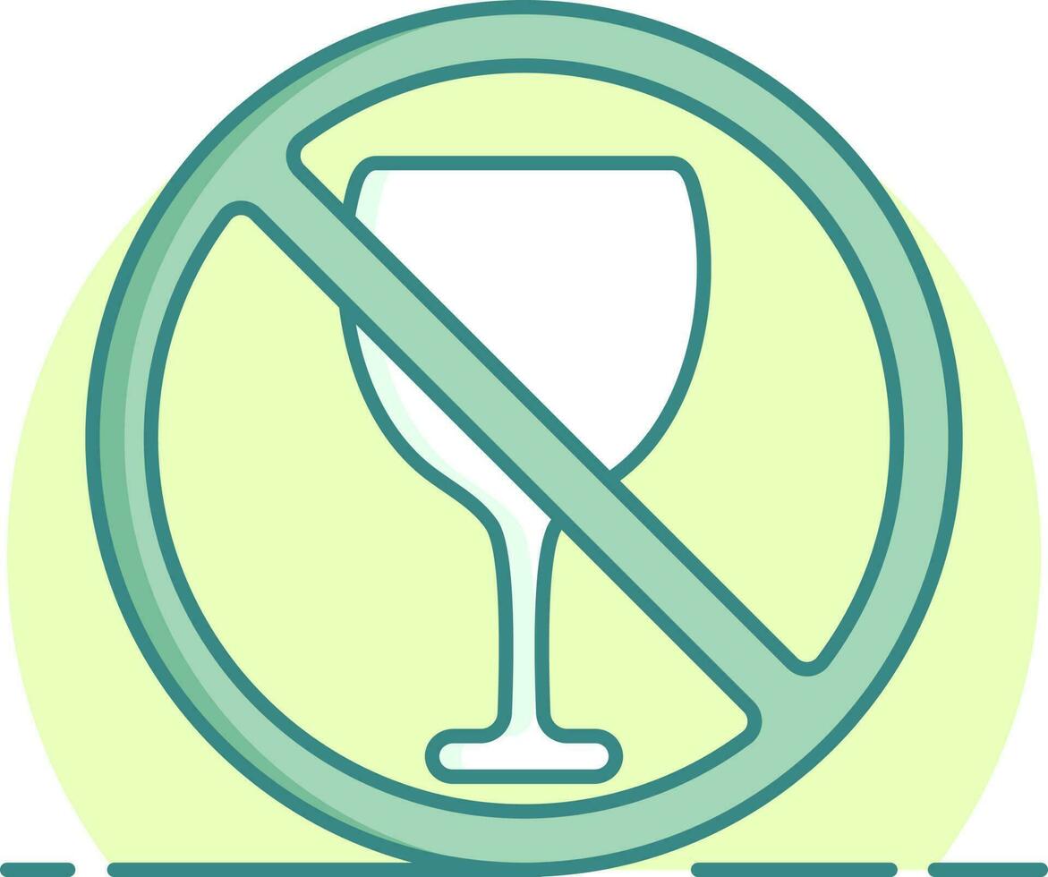 Green No drink icon in flat style. vector