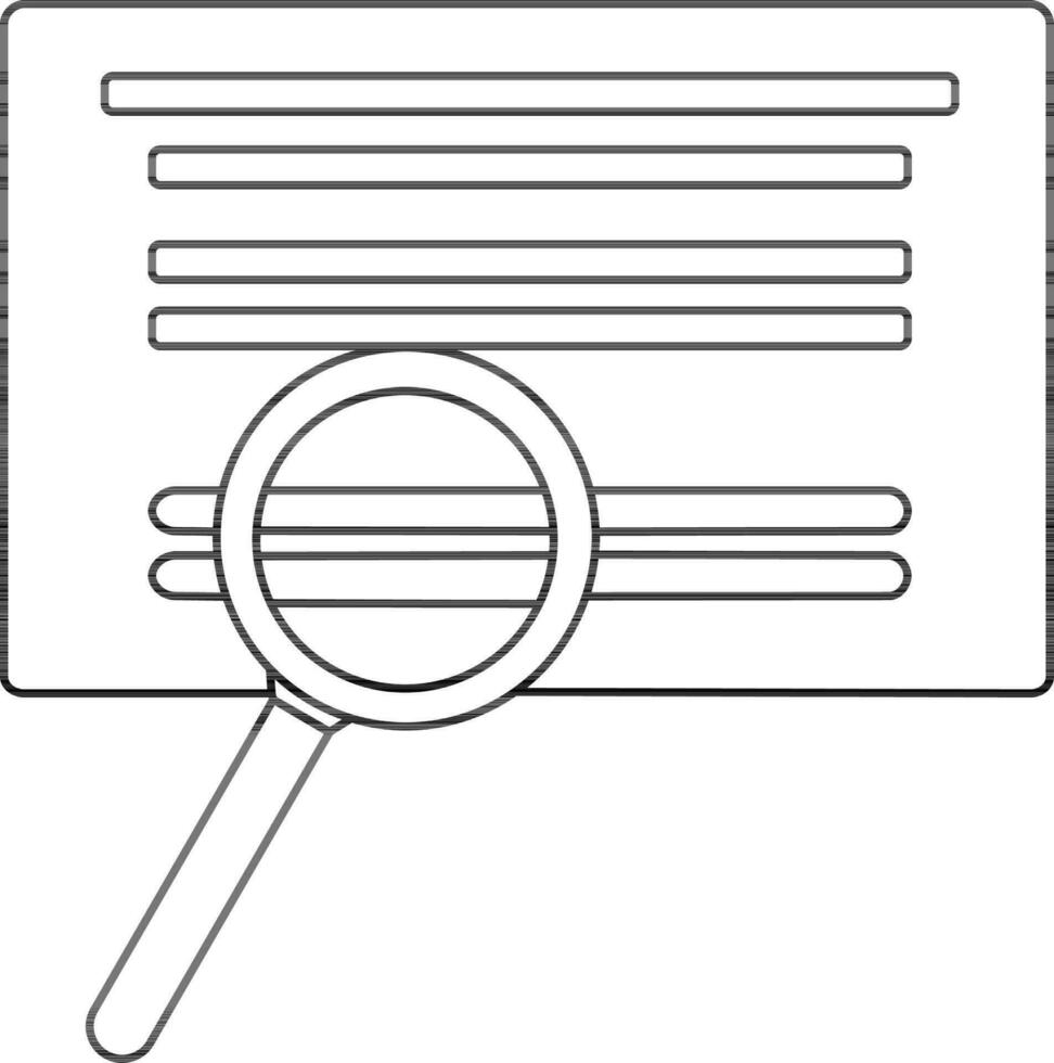 Illustration of document seen with magnify glass in stroke. vector