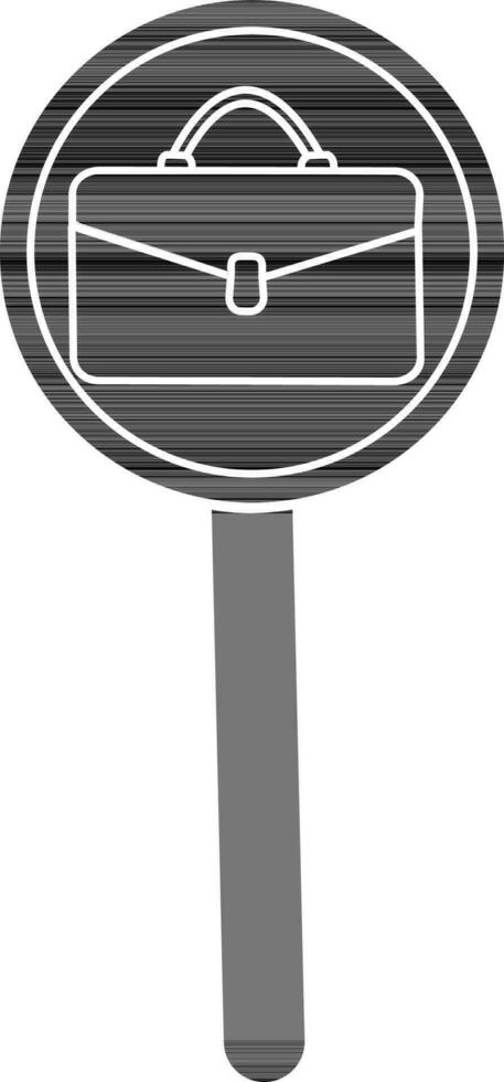 Black of job search icon with magnify tool and briefcase. vector