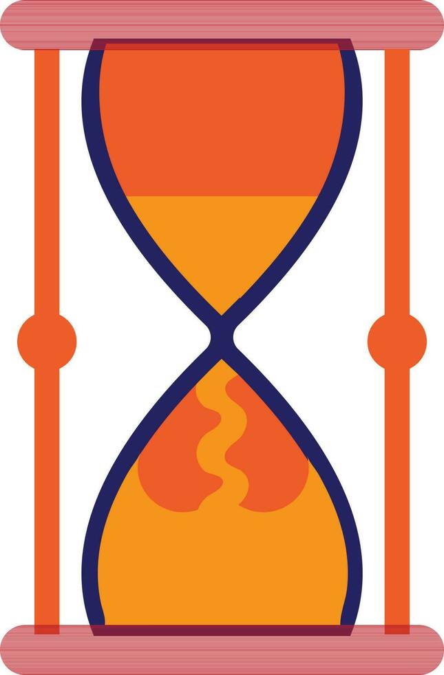 Red and orange hourglass in flat style. vector