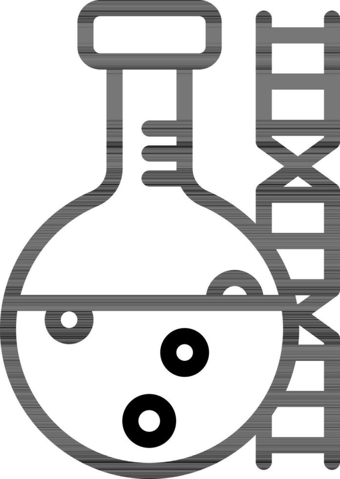 Line art illustration of DNA sample test beaker icon. vector