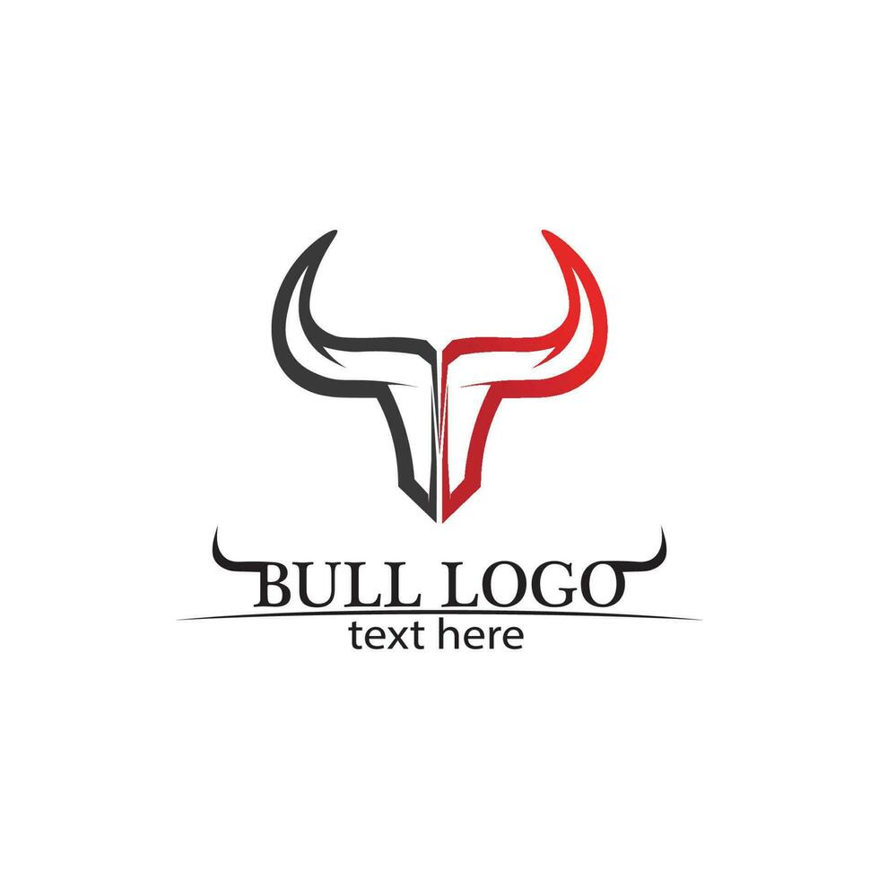 Bull horn and buffalo logo and symbols template icons app vector