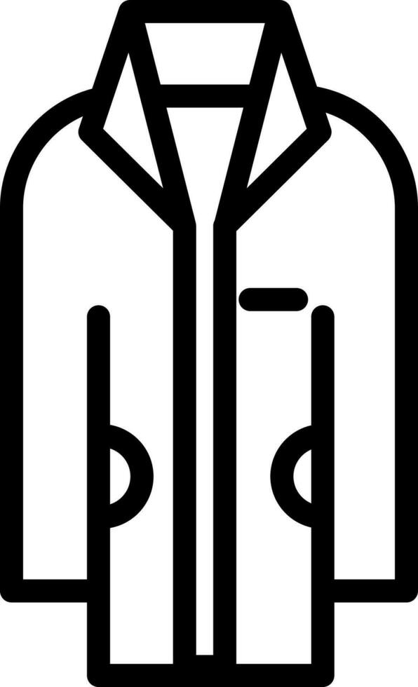 Long coat icon in black line art. vector