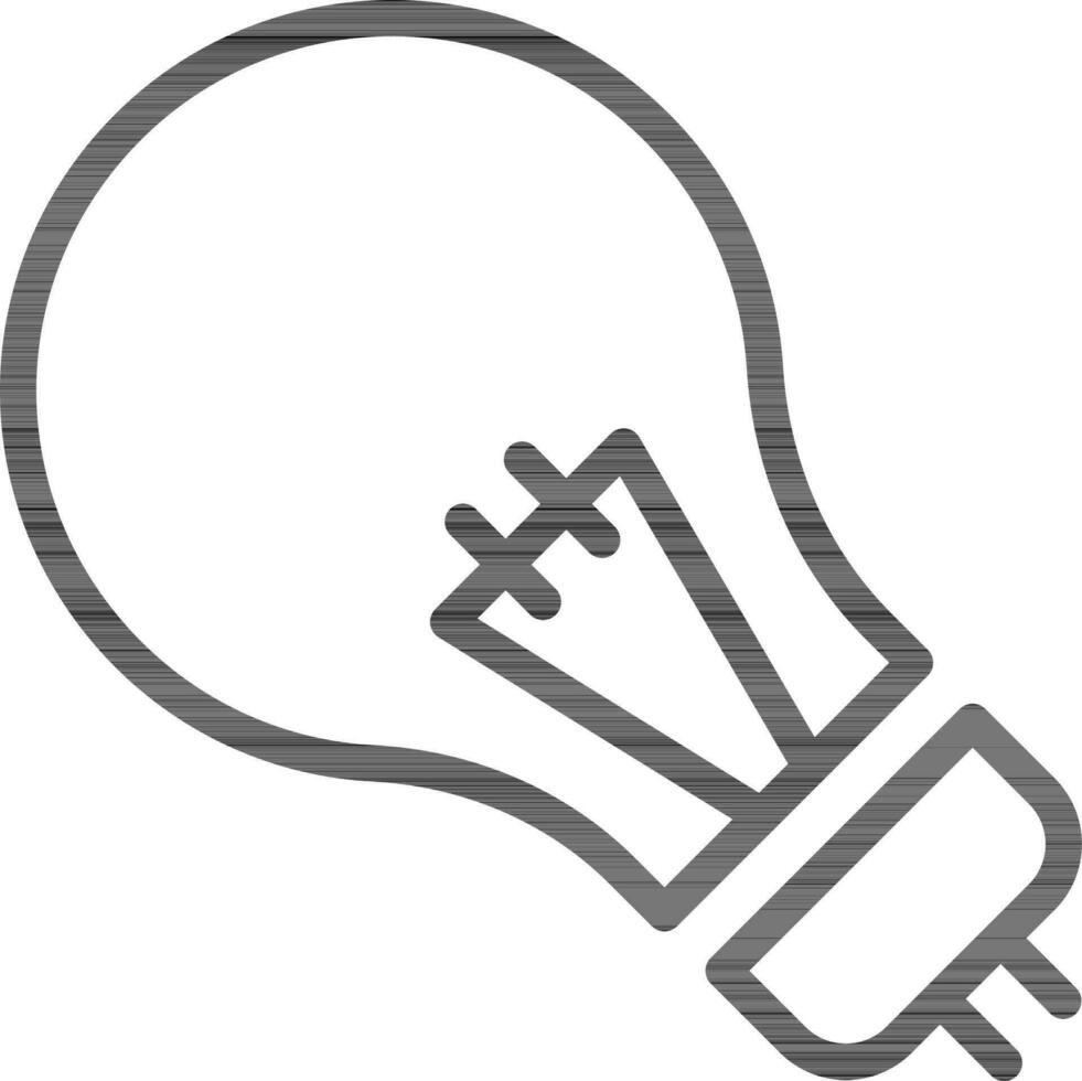 Line art Light bulb icon in flat style. vector
