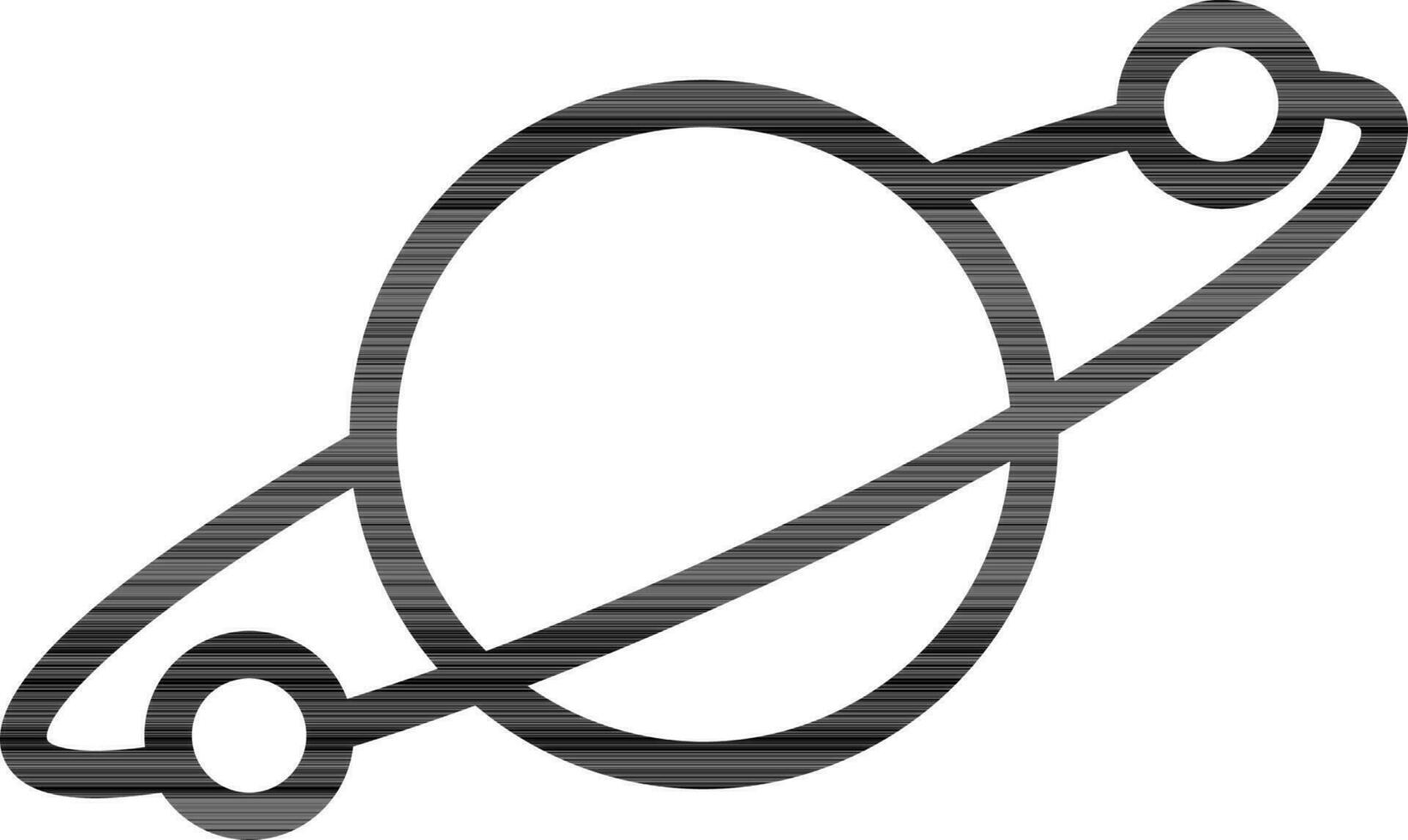 Black line art illustration of Solar system icon. vector