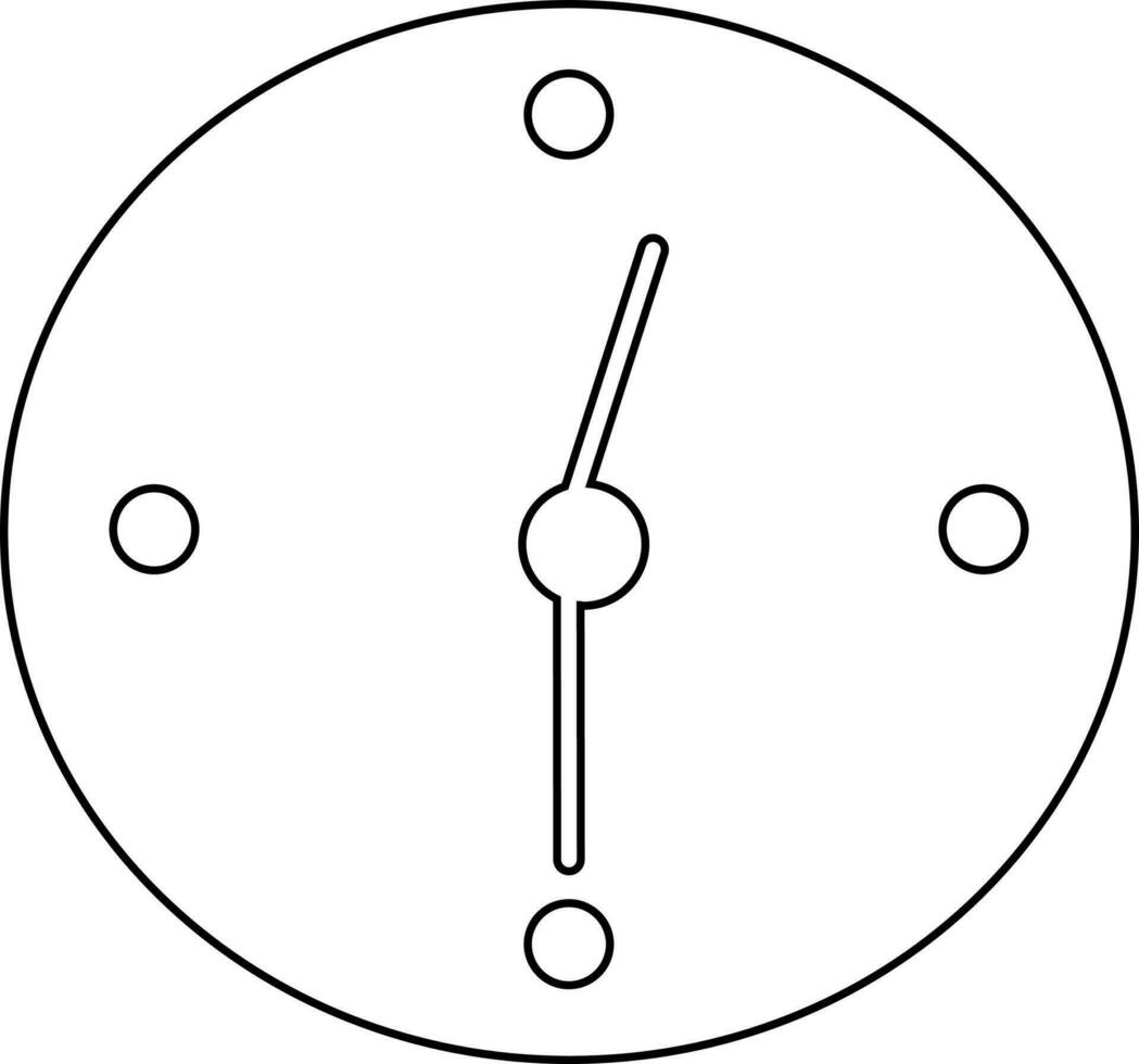 Illustration of a wall clock in black line art. vector