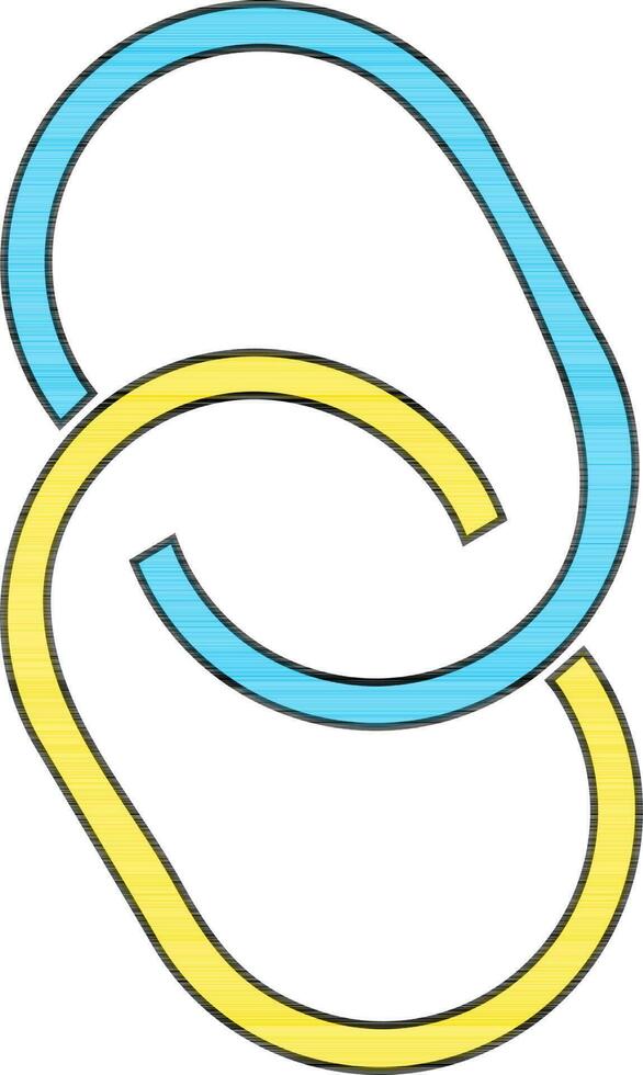 Black line art paper clips in yellow and blue color. vector