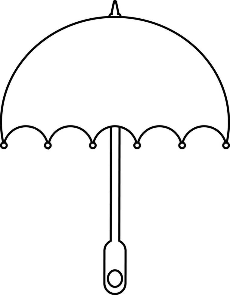 Open umbrella icon with handle in stroke. vector