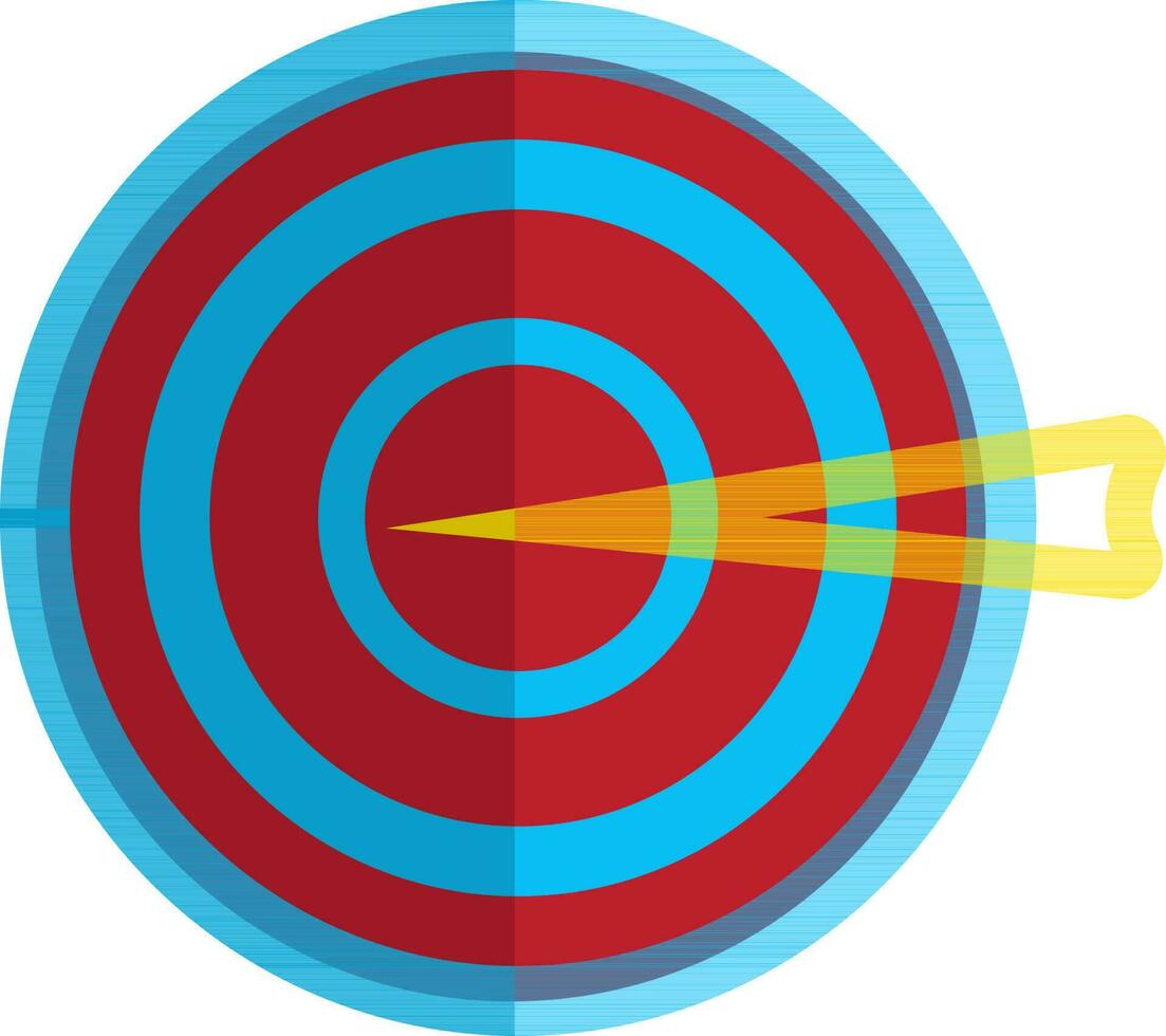 Yellow target arrow with blue and red bullseye. vector