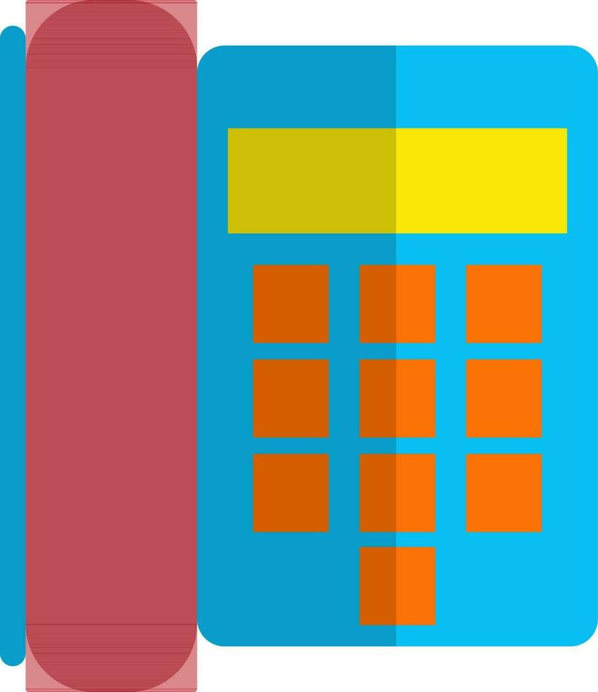 Blue and red telephone in flat style. vector