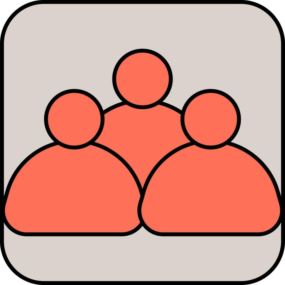 Orange Group or Team icon on gray square background. vector