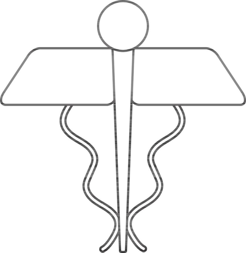 Line art caduceus on white background. vector