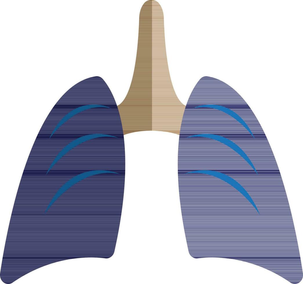 Blue lungs in flat style. vector