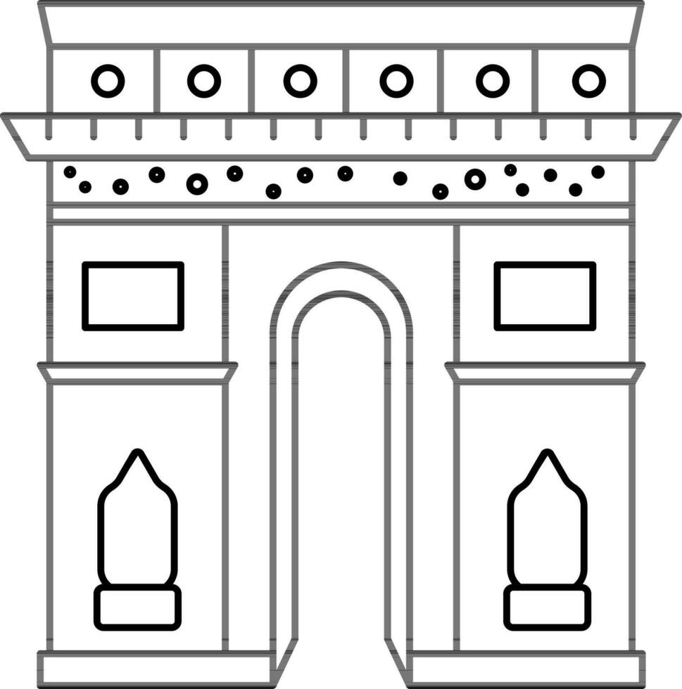 Illustration of Arc De Triomphe Icon Thin Line Art. vector