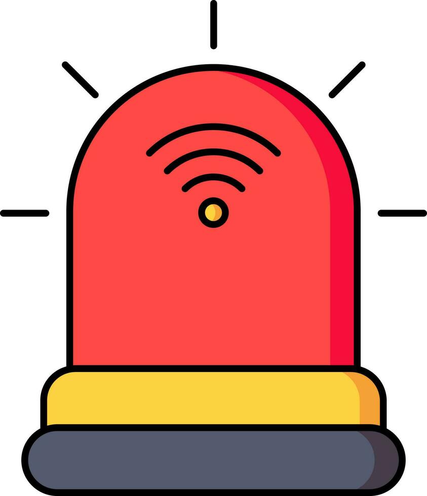 Wifi Connected Siren icon in red and yellow color. vector