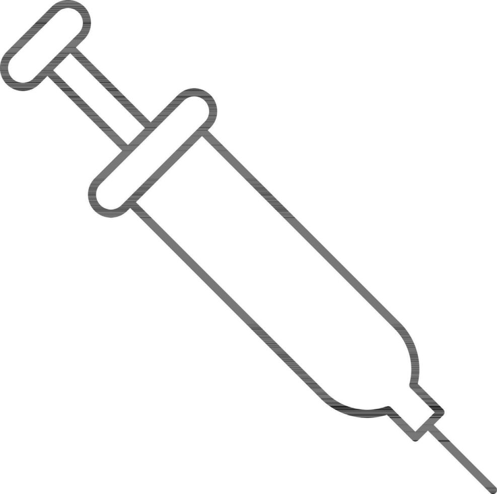 Flat style Syringe icon in black outline. vector