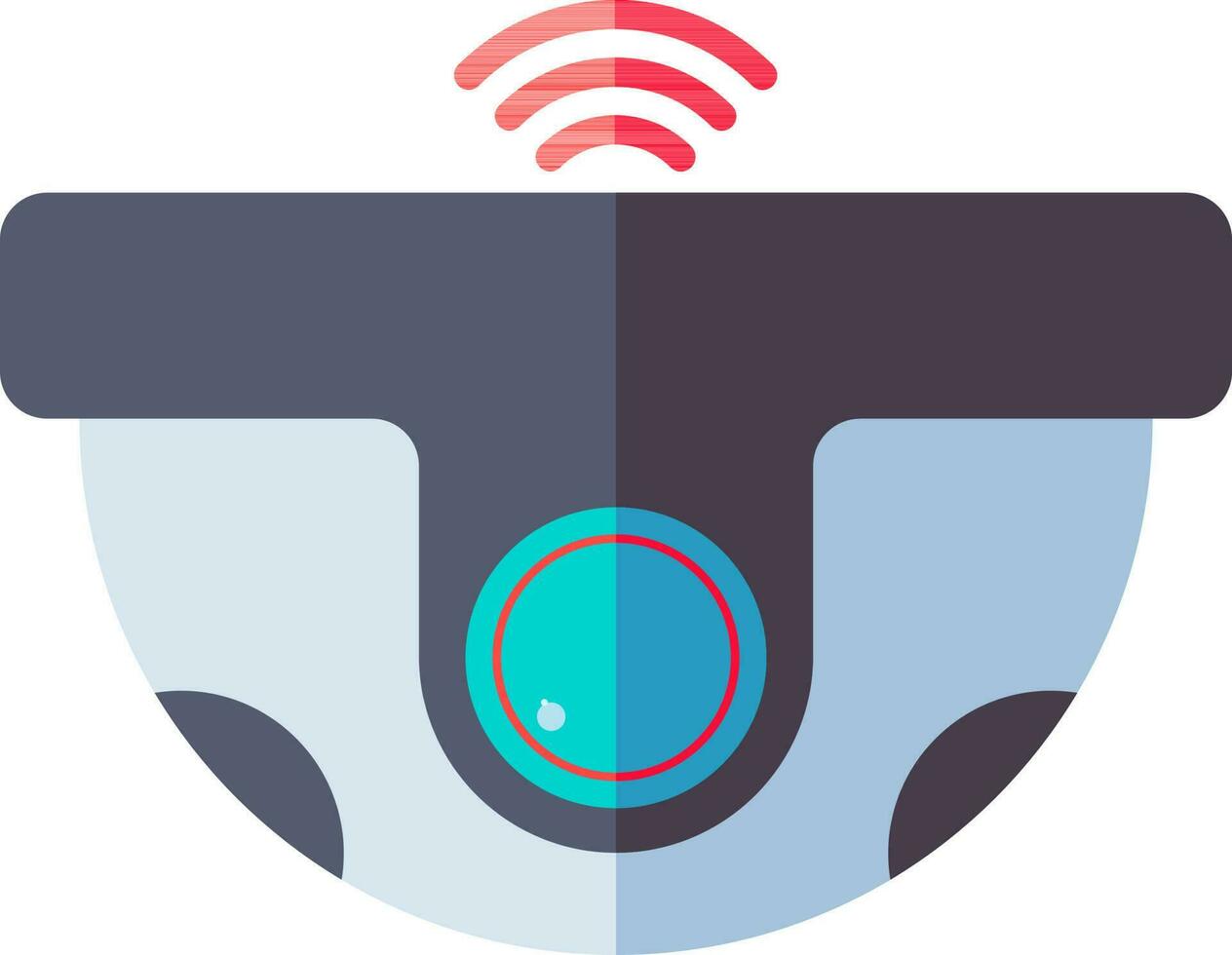 Dome camera icon in gray and red color. vector