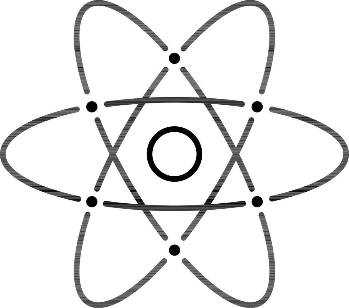 Atomic structure icon in line art. vector