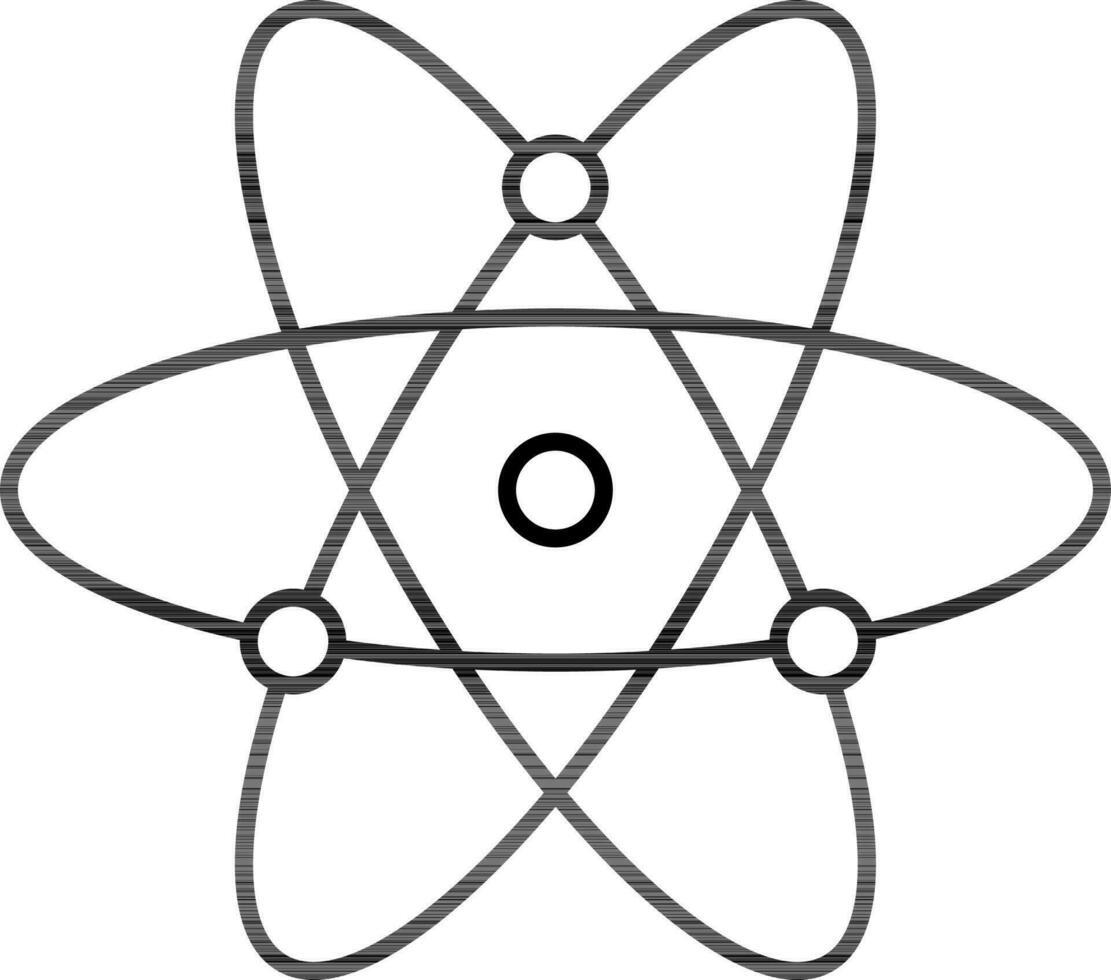 Atomic structure icon in line art. vector