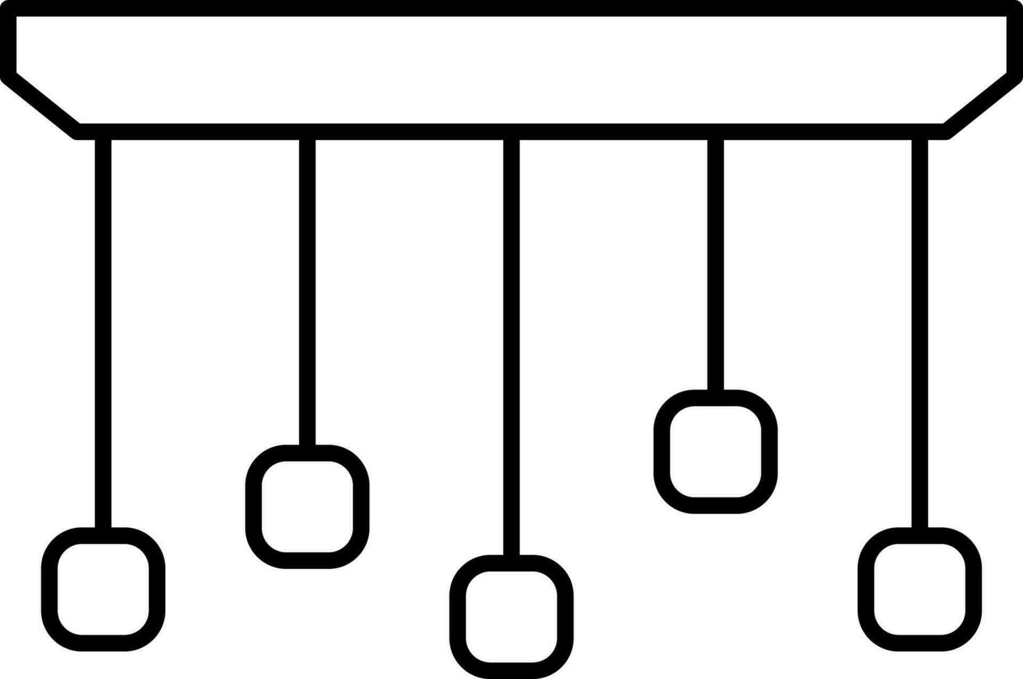 Line art Newton Cradle icon in flat style. vector