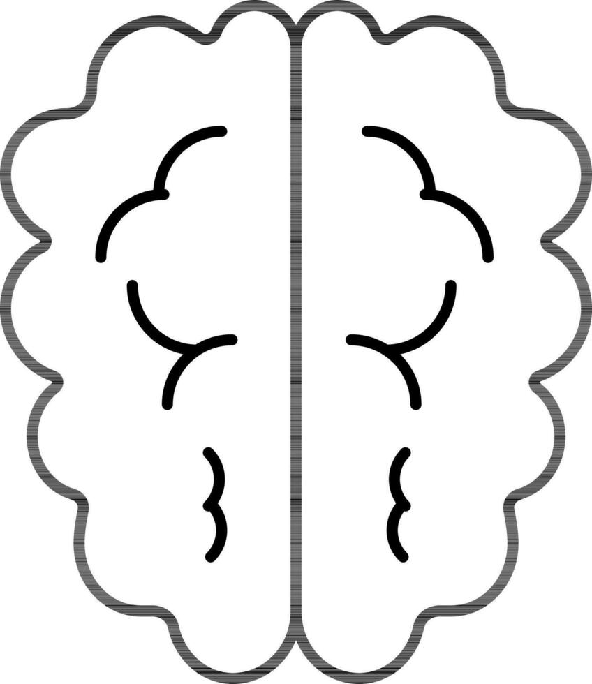 Black line art illustration of Brain icon. vector