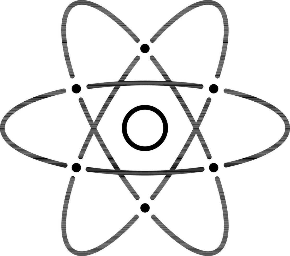 Atomic structure icon in line art. vector