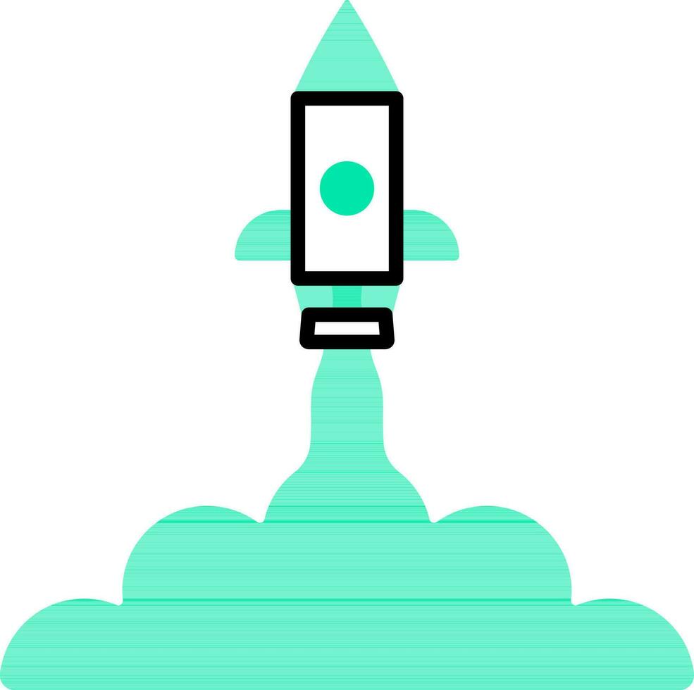 Rocket with Smoke icon in flat style vector