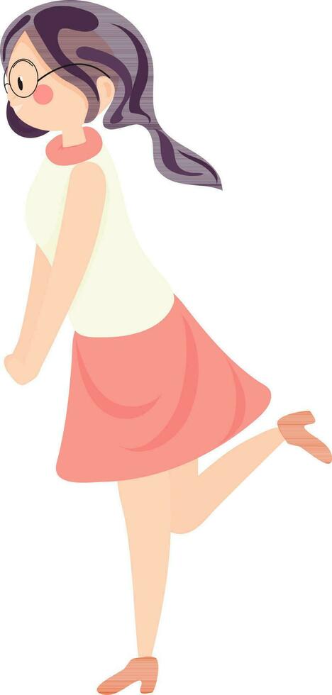 Vector illustration of girl stand on folding one leg.