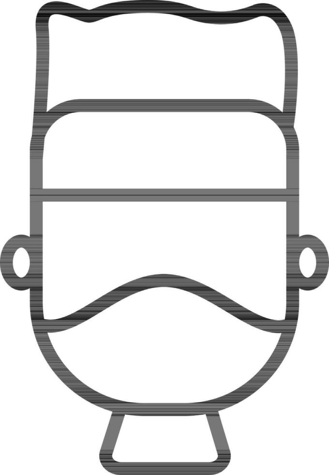 Line art Man Face Cover with Mask icon in flat design. vector