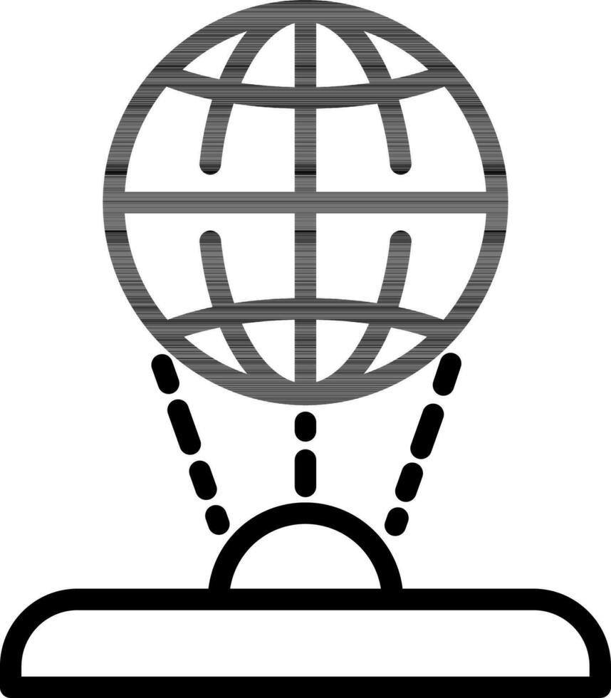 Global hologram icon in thin line art. vector