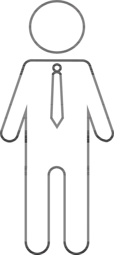 Black line art faceless man in suit. vector