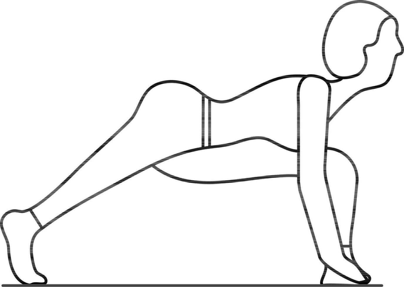 Young Lady in Runner or Hip Stretch Pose Line Art Icon. vector