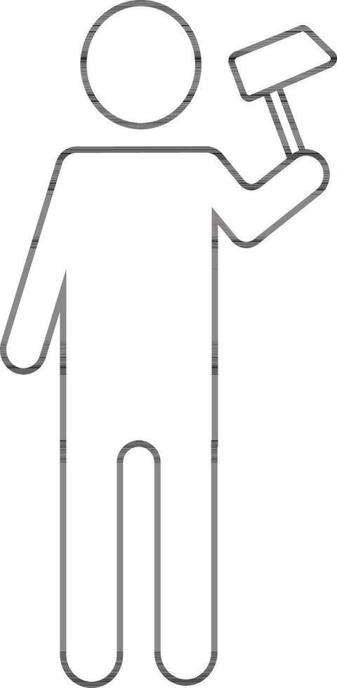Character of faceless man holding axe. vector