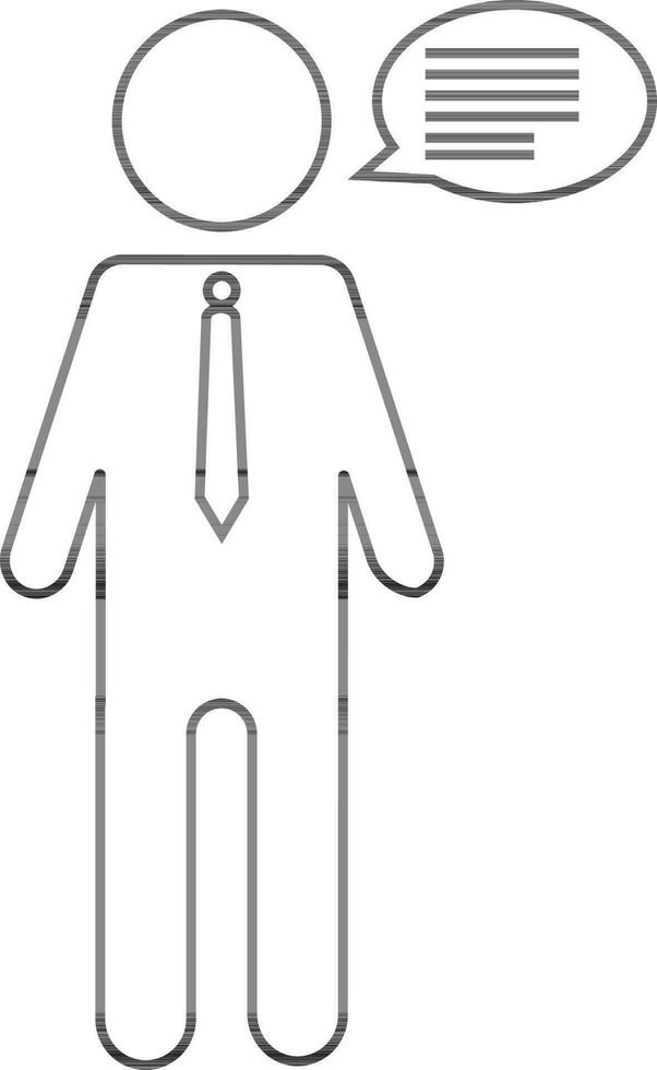 Black line art businessman icon with callout. vector