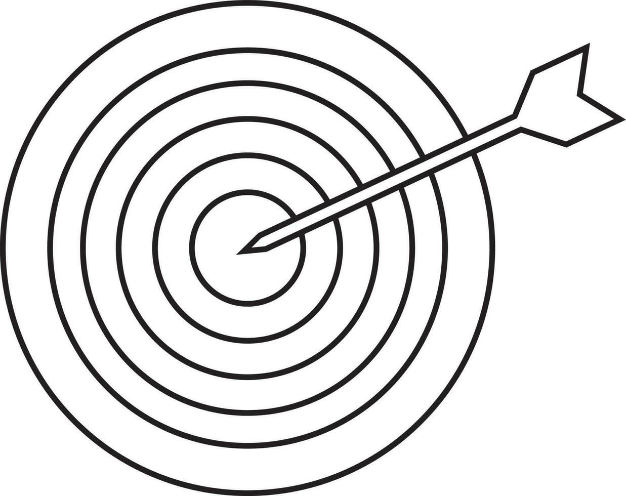 Black line art target with arrow. 24375872 Vector Art at Vecteezy