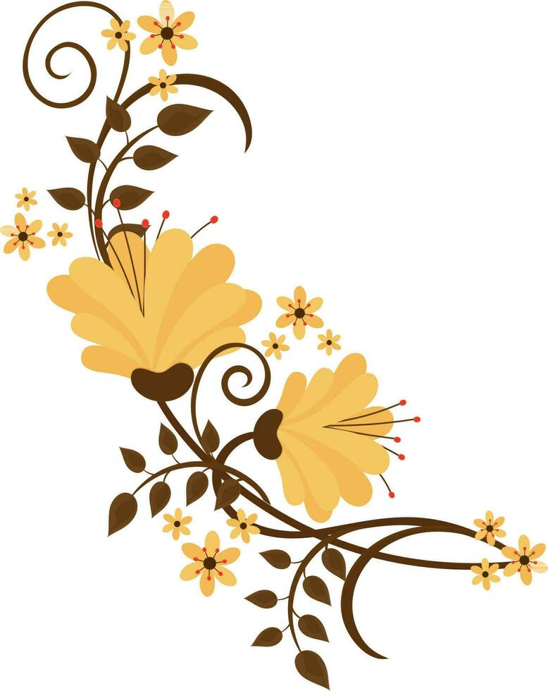 Floral design in flower with brown steam and leave. vector