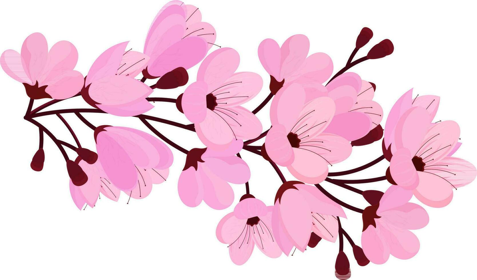 Pink color of flower and red steam for decorating concept. vector
