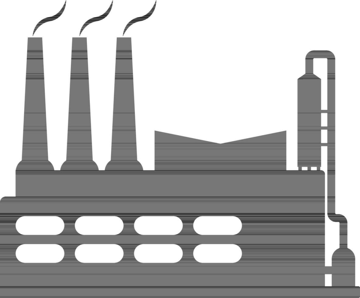 Flat style factory in black and white color. vector