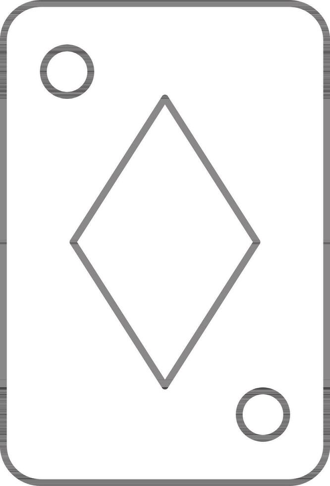 Diamond playing card in black line art. vector