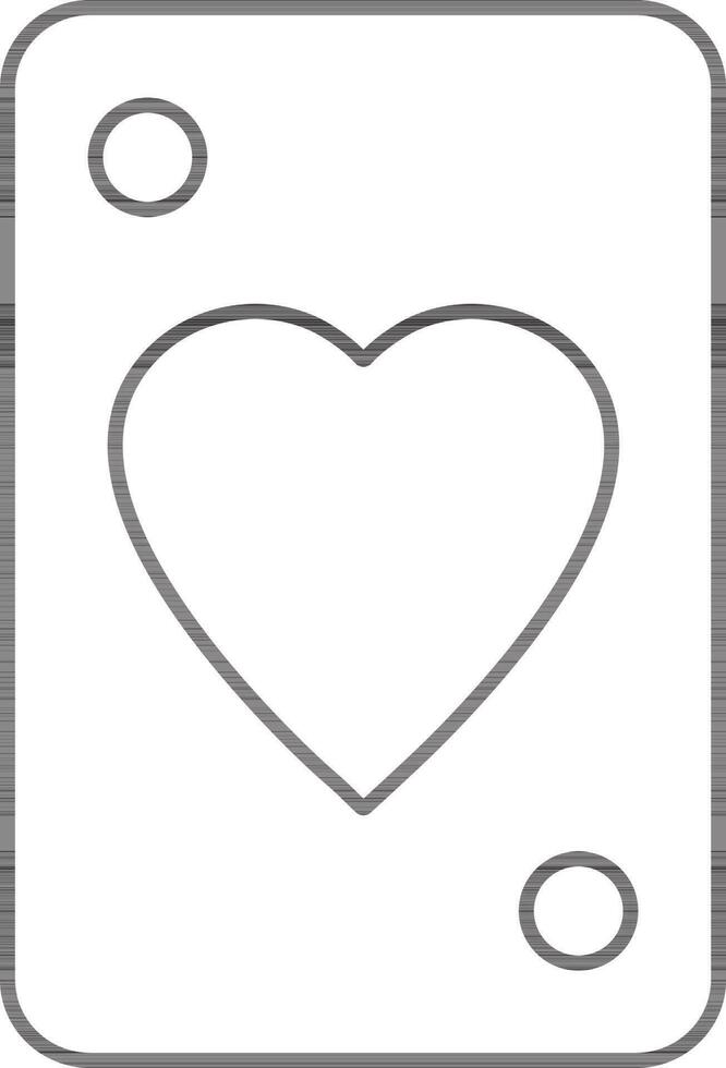 Black line art heart in playing cards. vector