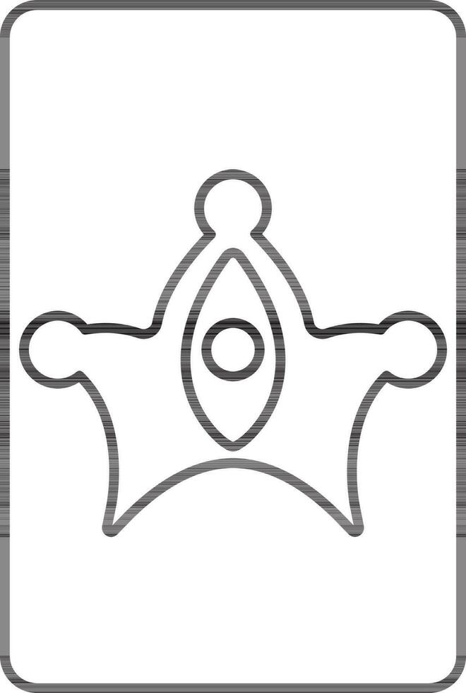 Black line art crown of king in playing card. vector