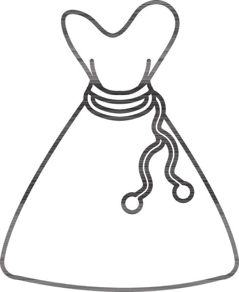 Black line art money bag. vector