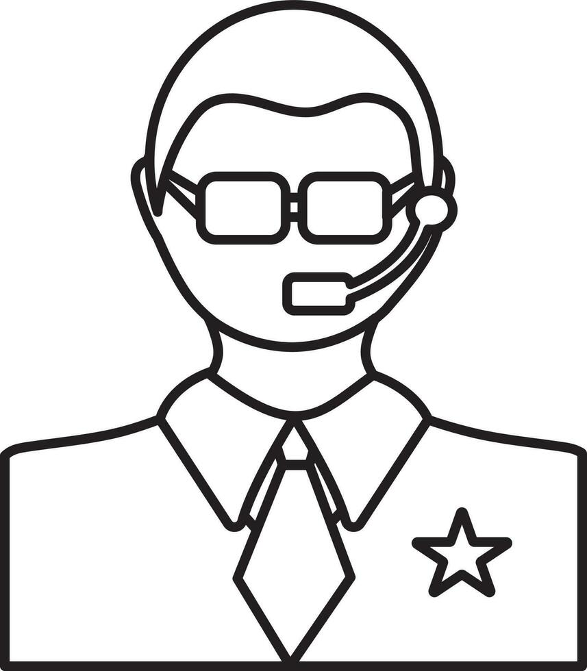 Character of a call center boy in black line art. vector