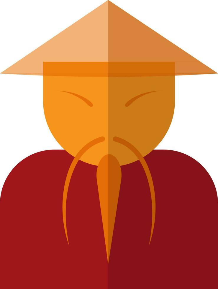 Character of a chinese man wearing orange cap. vector