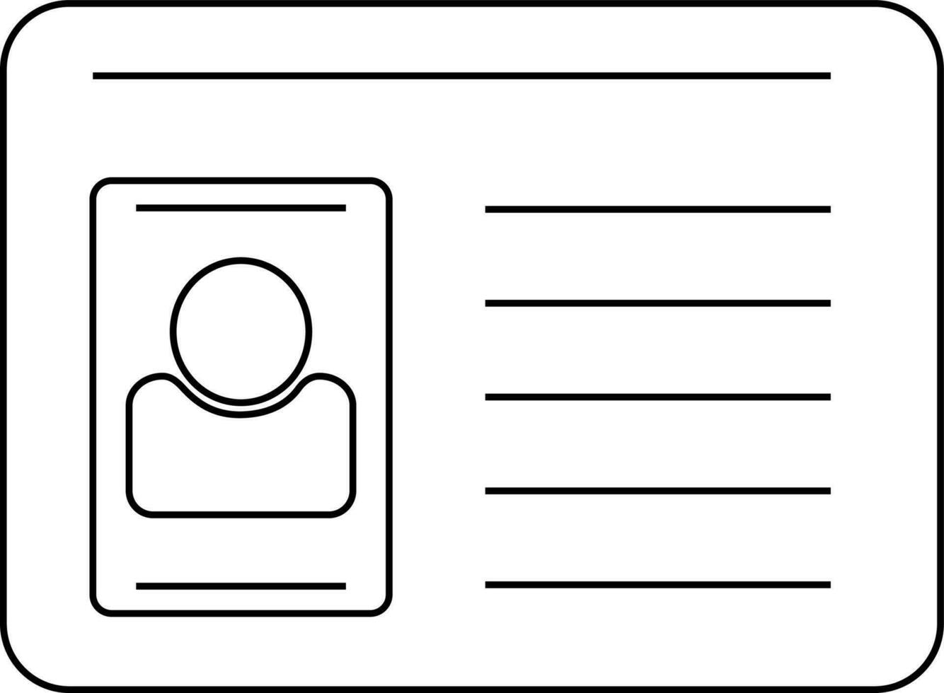 Identification card in black line art. vector